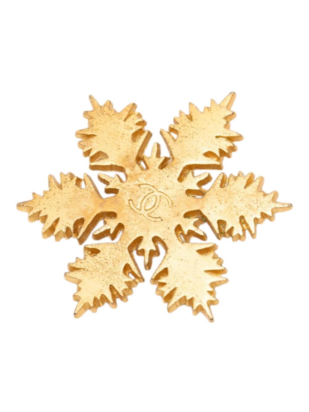 Chanel Cc Gold Plated Snowflake Brooch #372071C33B